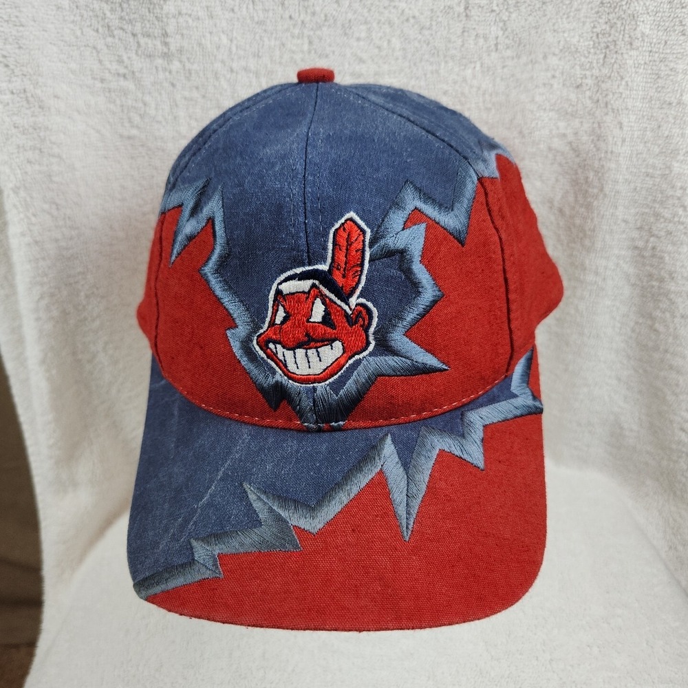 VTG Cleveland Indians Hat Cap Strapback Jagged Edge Chief Wahoo Drew Pearson 90s